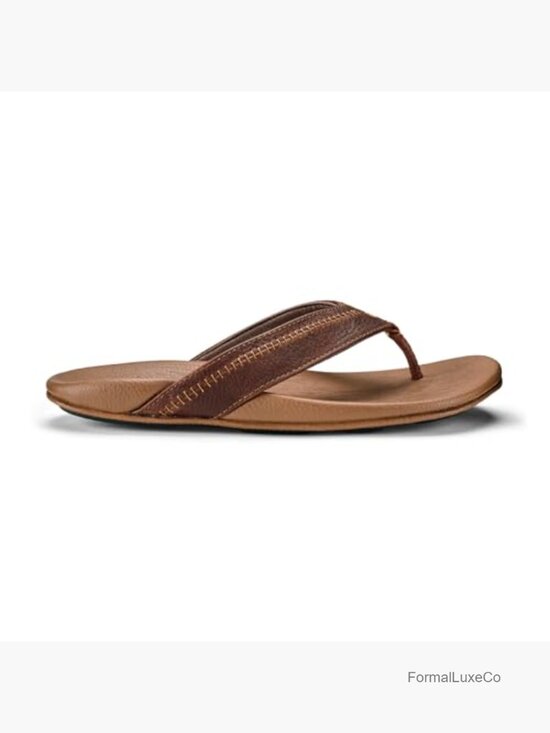Men\'s Leather Beach Sandal Flip Flop Arch Support Slip On main image 5